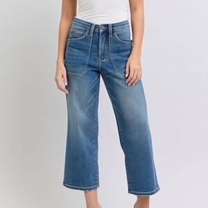 Judy Blue | High Waisted Utility Pocket Crop Wide Leg Jeans, Womens 15/32